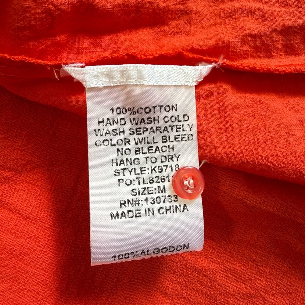 NWT! UMGEE Orange 100% cotton Tiered Maxi Dress M ruffle button belted short sl. - Picture 10 of 14